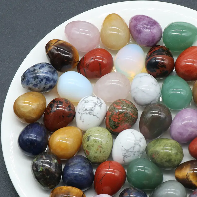 Varietà di rocce minerali da 20mm pietra burattata di cristallo guarigione Reiki pietra preziosa assortita a forma di uovo lucidata per la raccolta