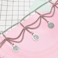 Chaîne de taille multicouche avec pampilles et pièces de monnaie, bijoux de corps pour femme, chaîne de corps pour la plage et le bikini