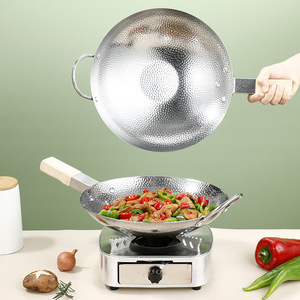 Chef Meis Hammered Stainless Steel Wok 32Cm Non-Stick For Stir Fry Cooking - Product Image 1