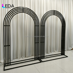 LEDA Simple Black Arch Shelf Metal Frame Iron Stainless Steel Background Stand for Wedding Decoration - Product Image 3