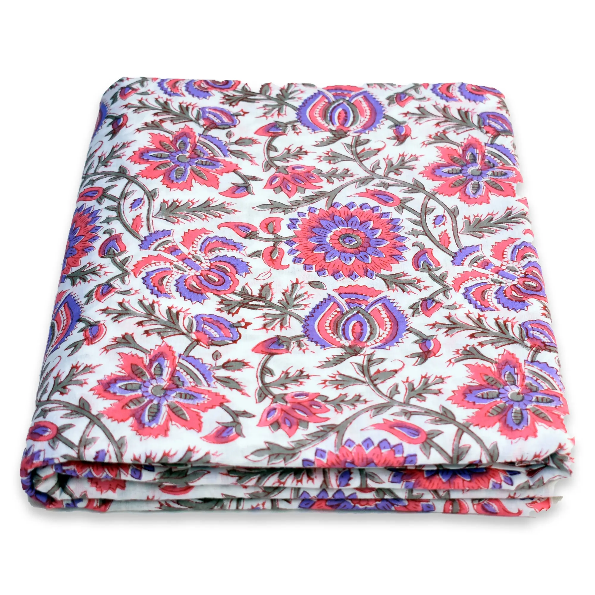 Tecido de algodão estampado floral para mulheres, tecido de mão indiano multicolorido para mulheres, atacado, ideal para a pele