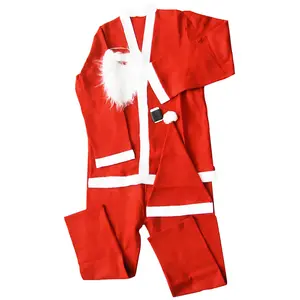 Rood Blauw Vilt Volwassenen Santa Claus Kostuum Heren Kerstkostuum Santa Outfits Santa Pakken Voor Mannen Santa Hardloopevenementen