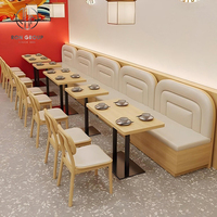 Meubles modernes carrés en bois et en cuir pour café, thé, restaurant, canapés, ensembles de meubles, banquettes, table et chaises
