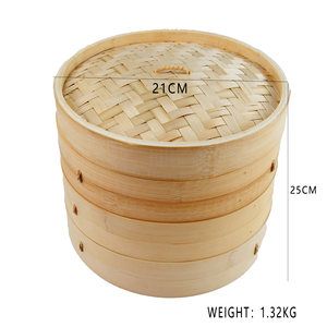 2024 Creative Custom Natural Bamboo <b>Chinese</b> Cuisine Steamer Set Reusable 2 Gauze Liners for Cooking Durable Dumpling Steamer - Product Image 4
