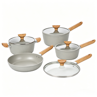 Ensemble de 7 pièces de batterie de cuisine haut de gamme en aluminium forgé, comprenant poêles, casseroles et marmites à soupe, antiadhésives et sans fumée, pour la maison