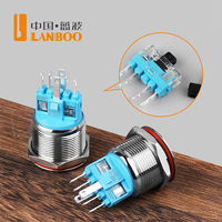 LANBOO Micro-interrupteur à capacité de courant élevé (10A) Interrupteur à bouton en métal économique IP65/IK10 Niveau de protection LED 1NO1NC 250VAC