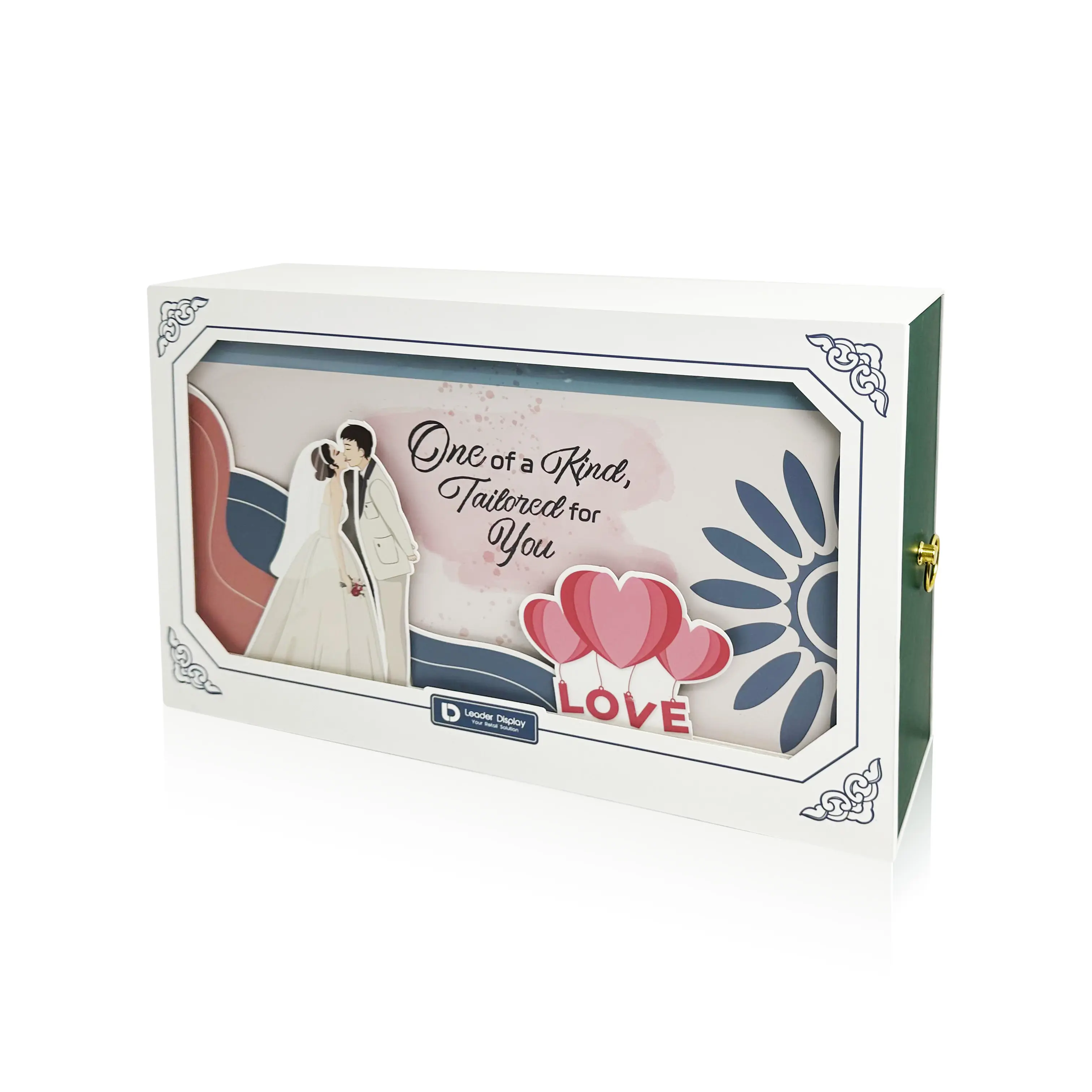 Customized Transparent window Paper-cut printing drawer type Valentine's Day wedding gift box