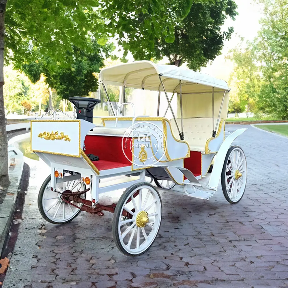 2024 Caleches turismo turístico caballo dibujado europeo caballo carros vagón OEM boda carro de caballos eléctrico