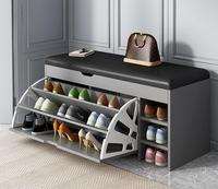 Banc de rangement à chaussures en cuir de bambou de style moderne simple 2025, pliable, pour salon ou entrée, meubles de maison