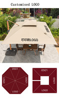 Parasol extérieur moderne de 4 m pour salle de sport et jardin, structure en aluminium, design rayé, parasol géant avec support