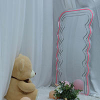 Miroir sur pied LED RGB ondulé à changement de couleur, éclairé, pleine longueur, pour chambre à coucher, salon, dressing, décoration intérieure, commande en gros