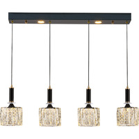 Lampe de plafond intérieure noire minimaliste, décoration de restaurant, lampe suspendue en fer et cristal à plusieurs têtes pour îlot de cuisine