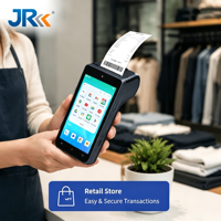 Terminal de Punto de Venta Portátil JR SP580 con Android 14.0, Escáner, Impresora de Recibos, Pantalla Táctil de 5.5 Pulgadas, Todo en Uno