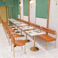 Ensemble Table et Chaises de Restaurant en Marbre Moderne, Démontable, Idéal pour Café, Pâtisserie, Restauration - Minimalisme Moderne