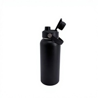 Termo Resistente de Acero Inoxidable de 32 oz, Color Negro, Aislamiento al Vacío, Asa de Transporte con Remaches, Resistente al Frío, Mantiene la Temperatura de 12 a 24 Horas