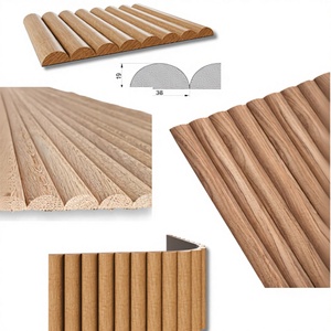 Modern Solid Wood Wall <b>Panels</b> 3D Striped Design Indoor Decorative Boards Contemporary Style Soundproof Function - Product Image 1