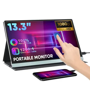 SIBOLAN Portable USB Type-C Monitor Touchscreen 13.3 Inch Touch Monitor FHD IPS 10-Point Touch USB C Travel Monitor For Laptop
