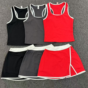 Neues Damen-Tennis-Kleid-Set mit Farbblock-Sport-BH, individuellem Logo, Gym-Yoga-Outfit, Stretch-Kleid - Product Image 6
