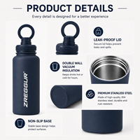 32oz Edelstahl-Wasserflasche mit Magnetischem Handyhalter-Deckel Isolierte Auslaufsichere Sportflasche für Fitness Reisen Camping