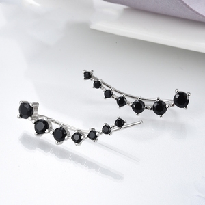 FCJ orecchini lunghi rotondi Super lucidi in zircone nero accessori moda - Product Image 2