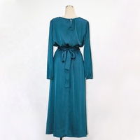MANNI Maßgeschneidertes Maxikleid Elegantes Satin-Plissee-Kleid mit O-Ausschnitt und Langen Ärmeln Formelles Abendkleid Dezente Vintage-Mode Großhandel OEM/ODM