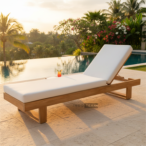 Gamora Daybed offers luxurious outdoor relaxation with adjustable teak design <b>cushioned</b> comfort and timeless poolside elegance - Product Image 6