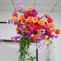 Kunstzijde oranje roze rozen bloemenbogen bruiloft achtergrond voor binnen en buiten feest decoratie
