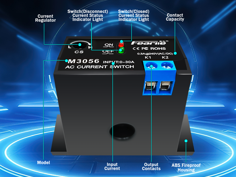 Relais De Détection De Courant Commutateur De Détection De Courant Alternatif 0-30A Relais De Surveillance De Capteur D'ampèremètre Normalement Ouvert,Paquet De 2,M3050
