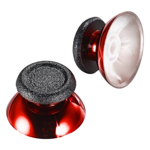 EXtremeRate Chroming Red & Black Customized Replacement Analog Black Rubber Thumbsticks Compatible with <b>PS4</b> <b>Controller</b> - Product Image 2