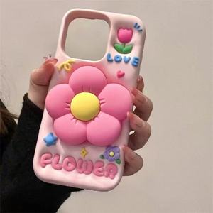 Phụ Kiện Dễ Thương 3D Hoa Trường Hợp Điện Thoại Cho Iphone 16 Pro 15 14 Pro Max 13 12 11 Màu Hồng Nữ Tính Thiết Kế Bìa Fundas De Celular - Product Image 2