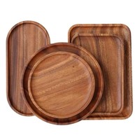 Plateau moderne en bois d'acacia, type sur pied, pour servir le dîner, les sushis, la pizza, le steak, le gâteau, le pain, le thé de l'après-midi, les fruits, utilisation en cuisine, laque