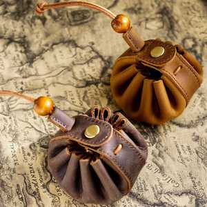 Genuine Leather Key Chain PurseCrazy Horse Handmade HighEnd Small Wallet Suitable for All Ages - Product Image 1