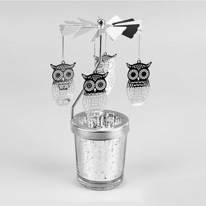 Customized Gold <strong>Owl</strong> Tealight Spinning Candleholder Carousel Metal Tray Rotary <strong>Candle</strong> Stand Elegant <strong>Candles</strong> Fragrance Accessories - Product Image 2