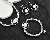 Usine directe espagnol argent perle collier mode léger luxe Bracelet élégant Simple boucles d'oreilles collier Bracelet ensemble
