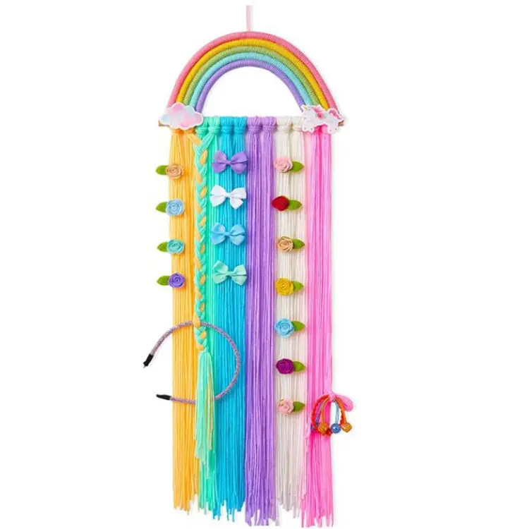 Genya Girls rainbow Hair Bows Holder Decoration Wall Hanging Decor Hair Clips Hanger for kids room