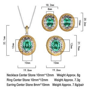 Fashion Jewelry <b>Set</b> 10*12-8*10mm Paraiba Green Zirconia <b>Necklace</b> <b>Earrings</b> <b>Set</b> - Product Image 4
