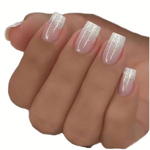 Lot de 10 faux ongles faits main personnalisés à marque privée, style French, à presser, en acrylique de haute qualité, vente en gros - Product Image 1