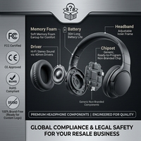 Casque audio circum-auriculaire personnalisable avec haut-parleurs stéréo Hi-Fi, électronique sans marque, vente en gros, gadgets FBA certifiés FCC