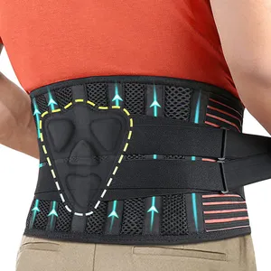 FSPG Adjustable Waist Support Belt 6 Steel Plates Lumbar Pad Lumbar Back Pain Relief