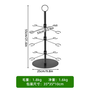 Élégant porte-verres à vin à 3 niveaux, support autoportant en fer pour verres à pied, présentoir vintage pour verres, idéal pour banquets, réceptions et fêtes - Product Image 4