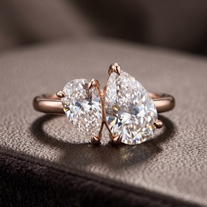 Luxury Pear Cut VVS Synthetic Diamond Engagement <b>Rings</b> 18K White Gold for Women Two Stone Engagement <b>Ring</b> Fine Women <b>Ring</b> - Product Image 1