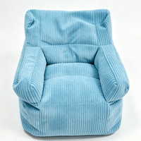 Fauteuil pouf en velours côtelé avec accoudoirs, canapé paresseux en tissu rayé doux, pouf individuel pour salon et chambre à coucher