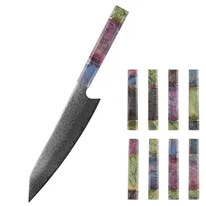Nuovi prodotti di arrivo Logo personalizzato 8 pollici manico in legno stabile coltello da cucina giapponese in acciaio inossidabile damasco