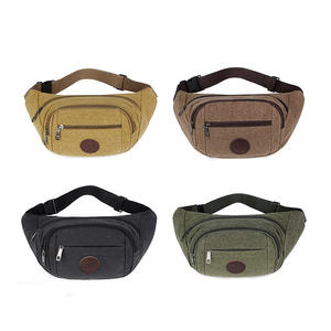 กระเป๋าคาดเอวผู้ชายผ้าแคนวาส 20x15x5 ซม. ความจุขนาดใหญ่ สำหรับเดินทาง ท่องเที่ยว ปั่นจักรยาน ใช้ในเมือง สีกากี สีดำ สีกาแฟ สีเขียวทหาร - Product Image 2