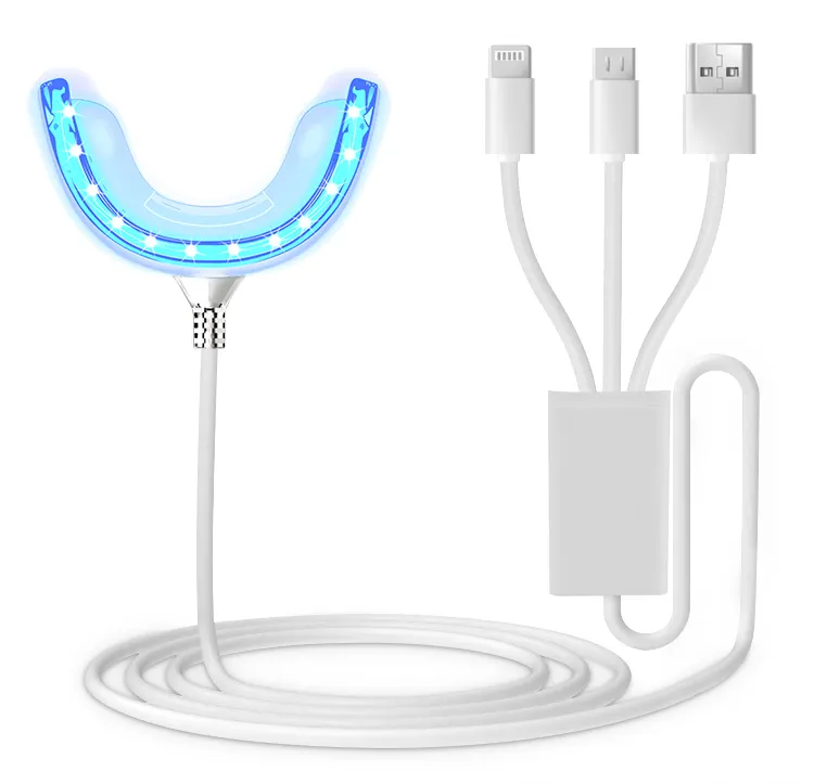 Smilekit Venda Quente Adaptador 3 Em 1 16 Lâmpadas LED Blue light teeth whitener Com Bandeja para a Boca de Clareamento Dos Dentes