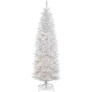 Gesimuleerde Kunstmatige Voorverlichte Slanke Kerstboom Witte Koningswood Spar Witte Lichten Inclusief Stand