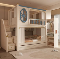 Lit superposé en bois pour enfants, style ludique, multifonctionnel avec rangement, best-seller
