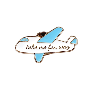 MYOSPARK Enamel Airplane Brooch Pin - White & Blue Aviation Jewelry Gift For Pilots & Travelers