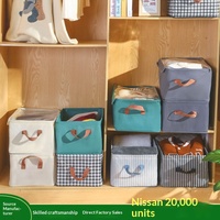 Boîte de rangement pour vêtements écologique rectangulaire de 66 L avec couvercle en tissu, pliable et empilable, pour pantalons et sous-vêtements