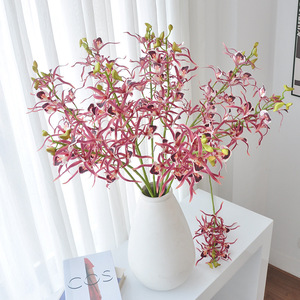 Fleurs artificielles d'orchidée araignée en vase, rose clair, rouge violacé, branche, décoration intérieure, décoration de la maison - Product Image 1